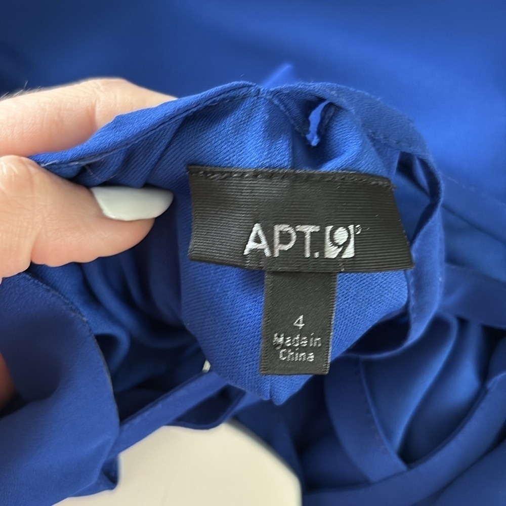 Apt. 9 Shift Dress 4 Royal Blue Strappy Cage Back 3/4 Bell Sleeve Mini Dress - Picture 2 of 5